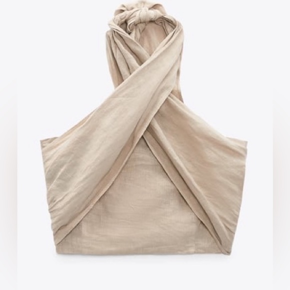 Zara LINEN HALTER TOP - Picture 5 of 6